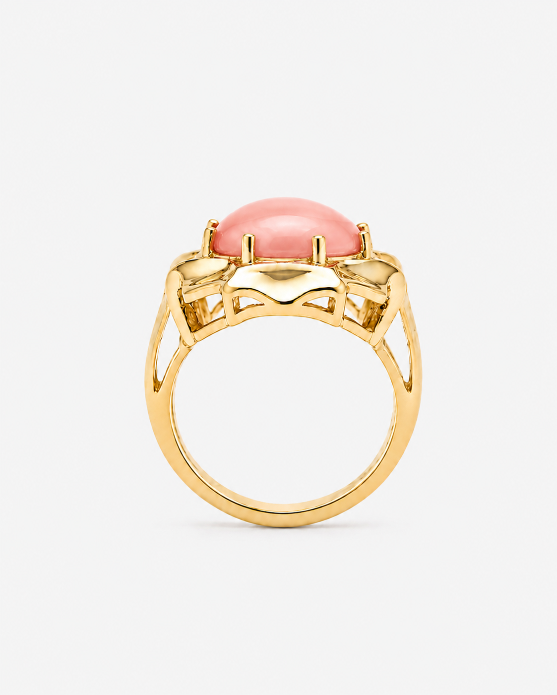 Angel Skin Coral Ornament Ring – Gold